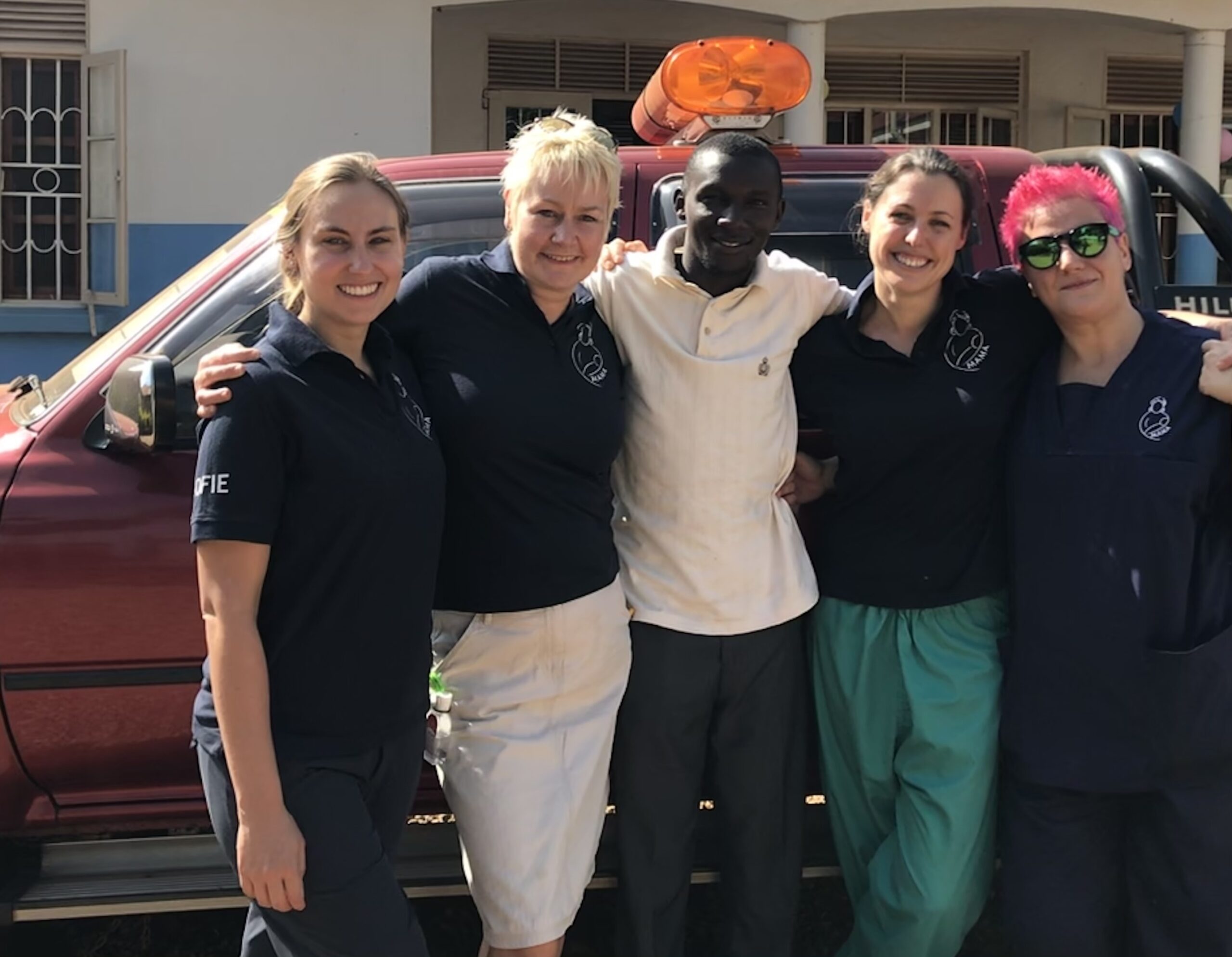 MAMA Uganda Trustees smiling Sofia Giannopou, Harriet Jacobs, Rhi Grindle 